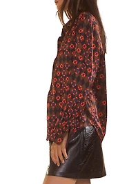 Silk Printed Button-Front Shirt