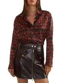 Silk Printed Button-Front Shirt