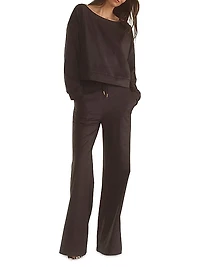 Faux Suede Wide-Leg Lounge Pants