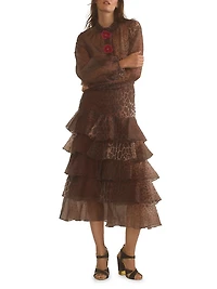 Leopard Print Silk Organza Blouse