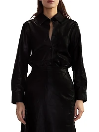 Leather Button-Front Shirt
