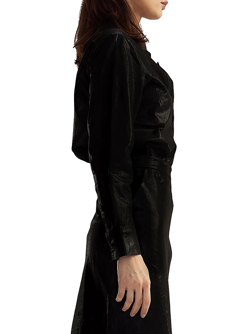 Leather Button-Front Shirt