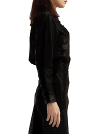 Leather Button-Front Shirt