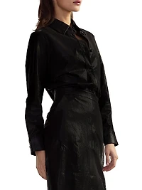 Leather Button-Front Shirt