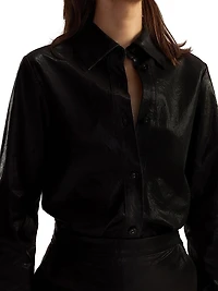 Leather Button-Front Shirt