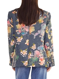 Floral Brocade Oversized Single-Breasted Blazer