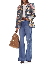 Floral Brocade Oversized Single-Breasted Blazer