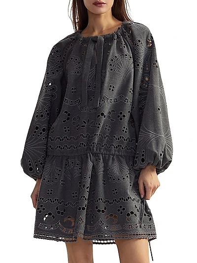 Eyelet Embroidered Drop-Waist Minidress