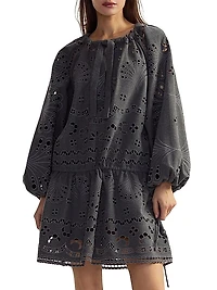 Eyelet Embroidered Drop-Waist Minidress