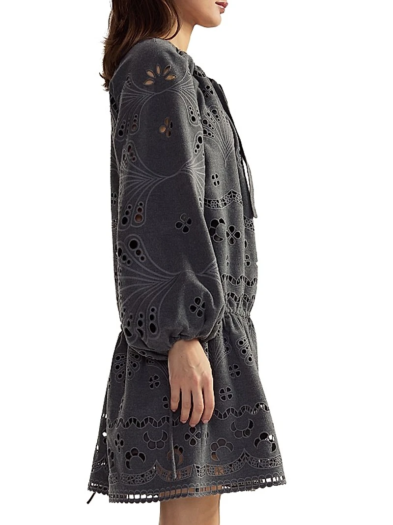 Eyelet Embroidered Drop-Waist Minidress