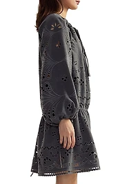 Eyelet Embroidered Drop-Waist Minidress
