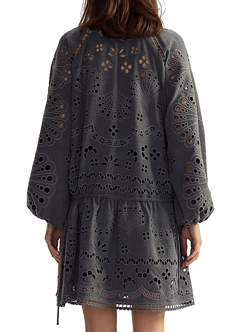 Eyelet Embroidered Drop-Waist Minidress