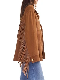 Fringe Suede Button-Front Jacket