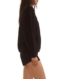 Wool Bow Crewneck Cardigan