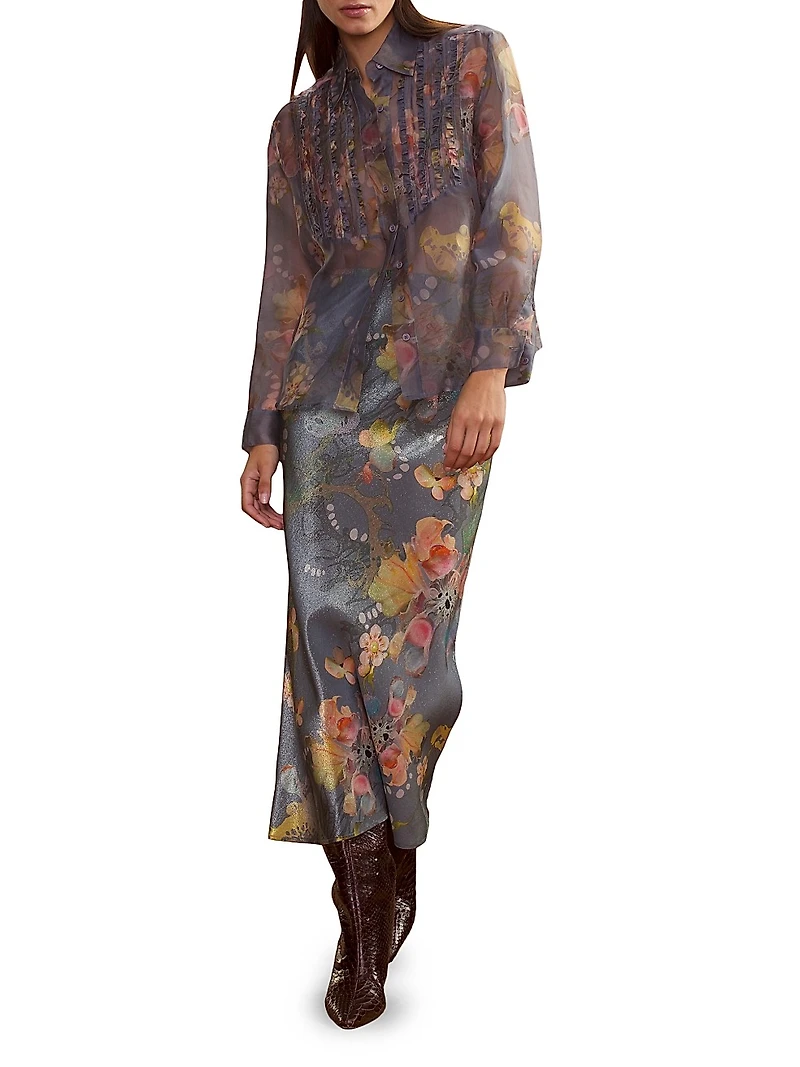 Silk Organza Tuxedo Shirt