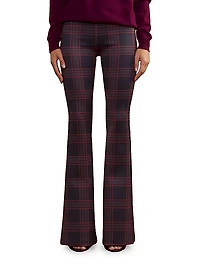 Plaid Bonded Flare Trousers