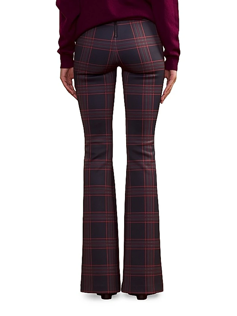 Plaid Bonded Flare Trousers
