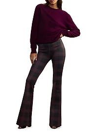 Plaid Bonded Flare Trousers