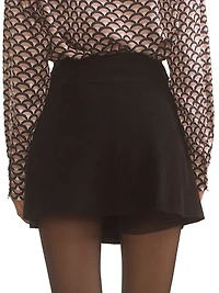 Suede A-Line Wrap-Miniskirt