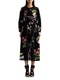 Floral Cotton Sateen Maxi Shirtdress