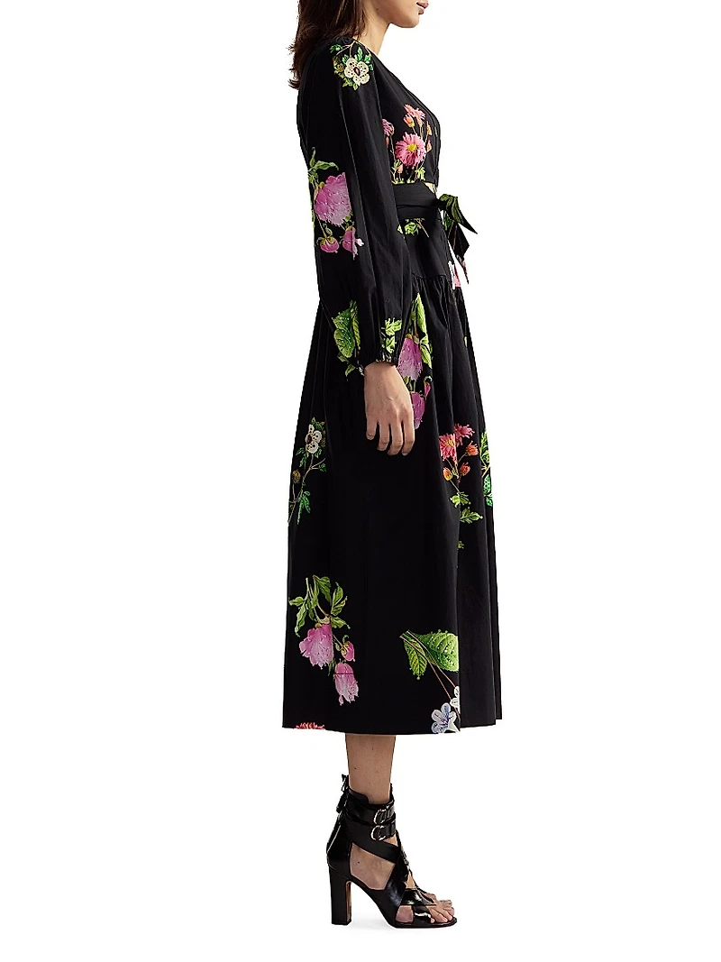 Floral Cotton Sateen Maxi Shirtdress