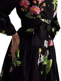 Floral Cotton Sateen Maxi Shirtdress