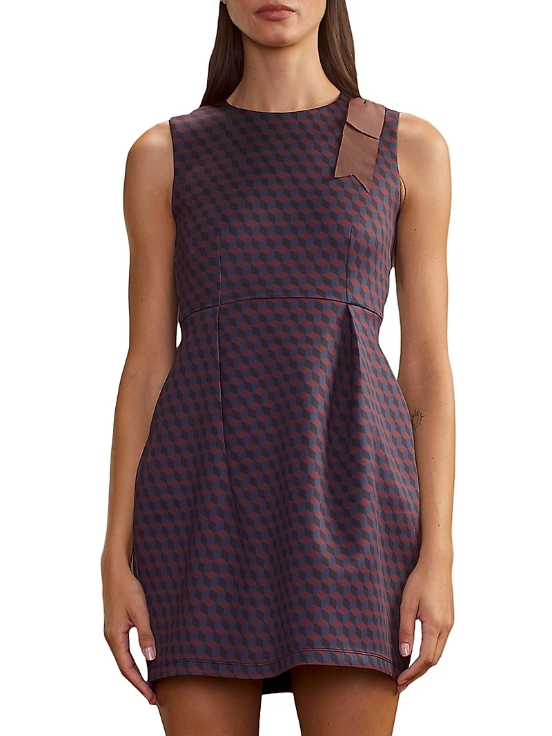 Shoulder Bow Bonded Minidress