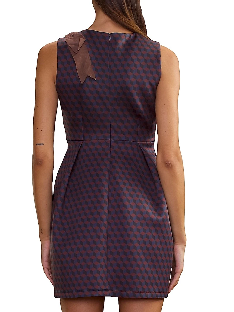 Shoulder Bow Bonded Minidress