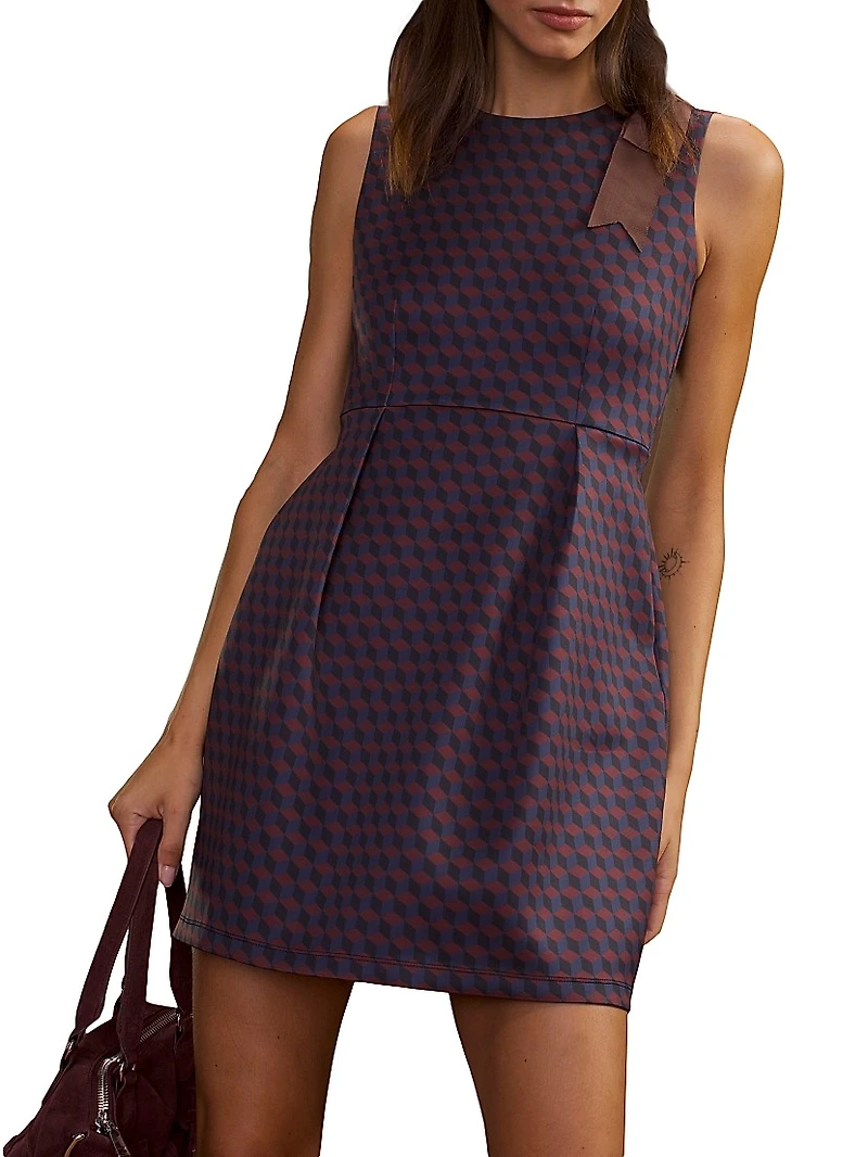 Shoulder Bow Bonded Minidress