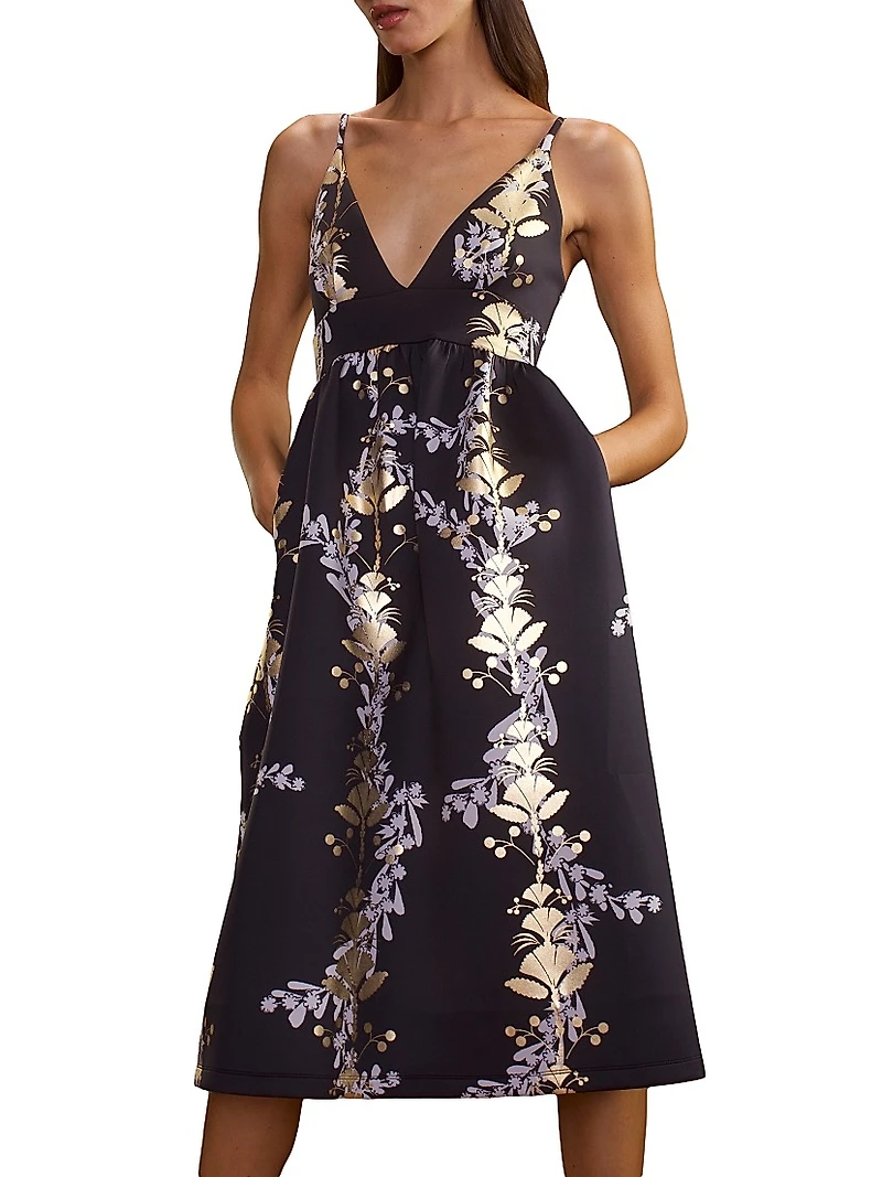 Bonded Cami Floral Midi-Dress