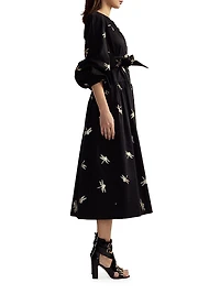 Dragonfly Cotton Sateen Maxi Shirtdress