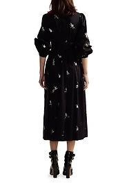 Dragonfly Cotton Sateen Maxi Shirtdress