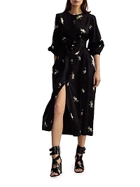 Dragonfly Cotton Sateen Maxi Shirtdress