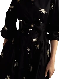 Dragonfly Cotton Sateen Maxi Shirtdress