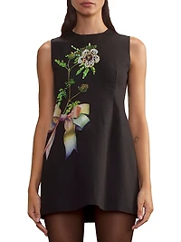 Embellished Cotton A-Line Minidress