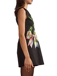Embellished Cotton A-Line Minidress
