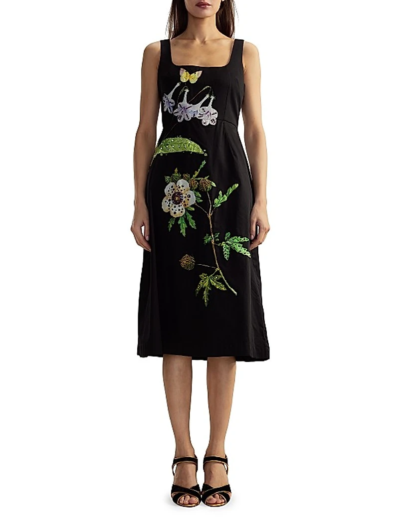 Floral Cotton Midi-Dress