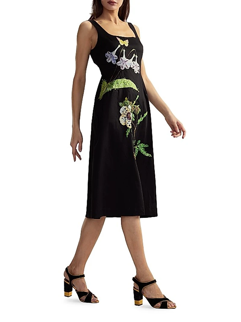 Floral Cotton Midi-Dress