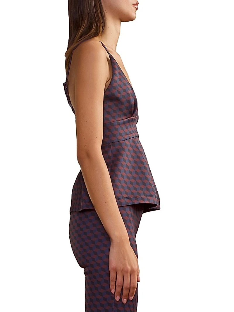 Bonded Geometric-Print Top
