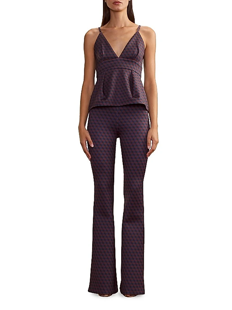 Bonded Geometric-Print Top