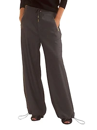 Flannel Drawstring Wide-Leg Pants