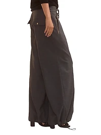 Flannel Drawstring Wide-Leg Pants