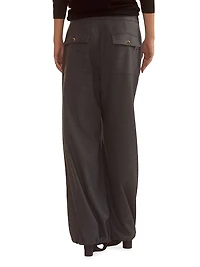 Flannel Drawstring Wide-Leg Pants