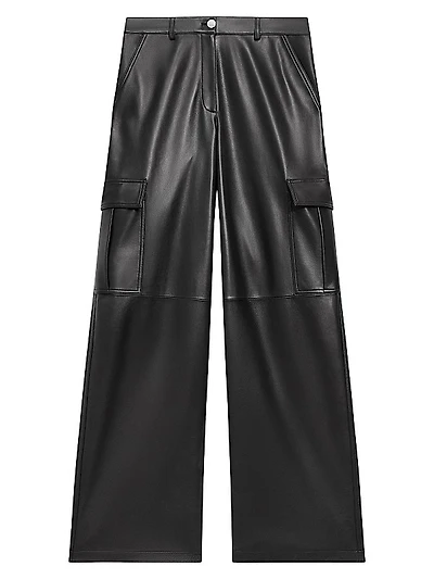 Leather Straight-Leg Cargo Pants