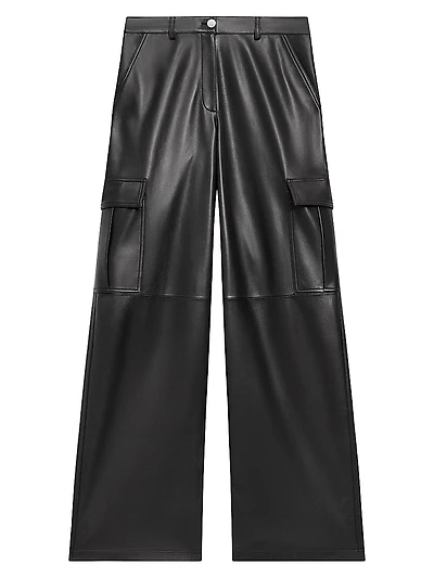 Leather Straight-Leg Cargo Pants