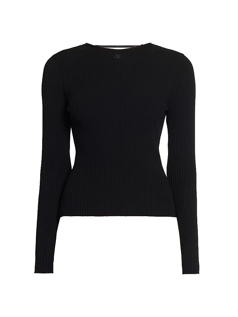 Ribbed Open-Back Sweater