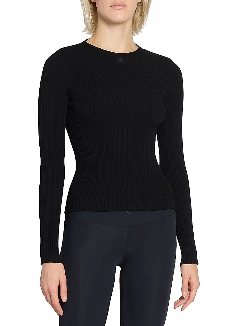 Ribbed Open-Back Sweater