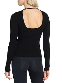 Ribbed Open-Back Sweater