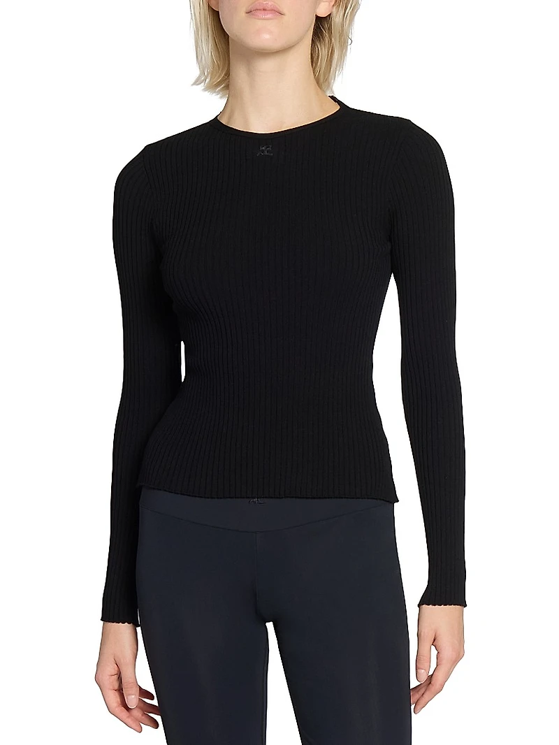 Ribbed Open-Back Sweater