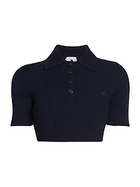 AC Rib-Knit Cropped Polo T-Shirt